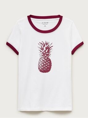 J Crew Vintage Jersey Pineapple Ringer Tee